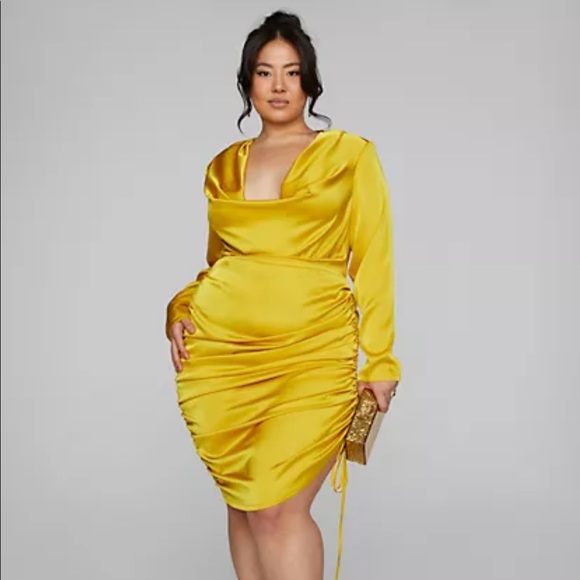 Kaley Cowl Neck Ruched Dress - Picture 1 of 3